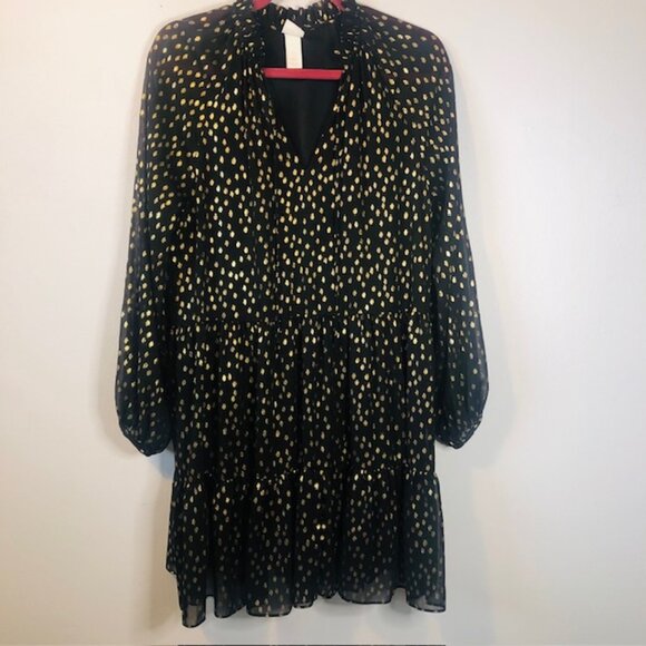 Sparkly Metallic Holiday H&M Mini Foil Metallic Printed Dress Size 6 - Picture 1 of 7